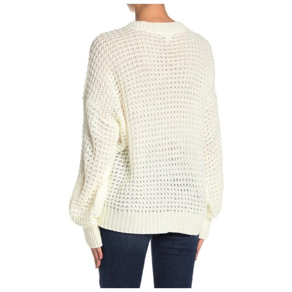 ABOUND Ivory Long Blouson Sleeve Crew Neck Sweater - Picture 3 of 8